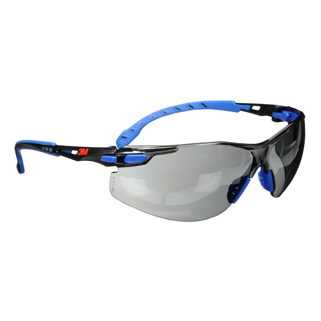3M Safety Glasses, Solus 1000, S1102SGAF, ANSI Z87, Scotchgard Anti-Fog Gray Lens, Blue/Black Frame, UV Protection, Premium Eye Protection, Padded Temple, Soft Nosebridge