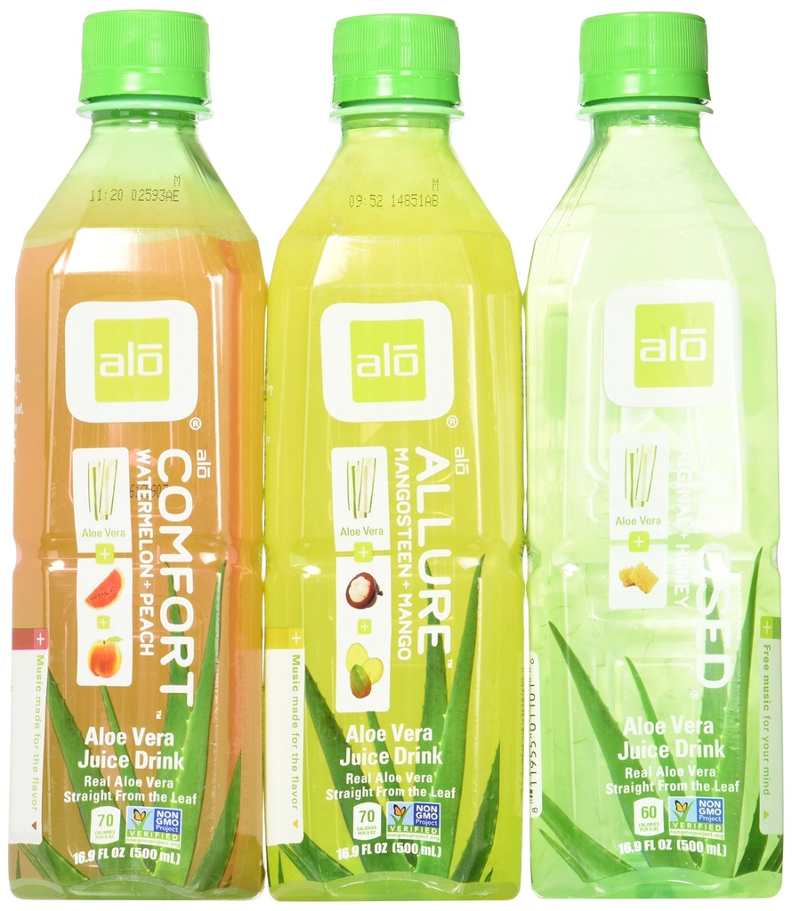 alo Aloe Vera Drink Variety 16.9 oz Bottle (Pack of 12)