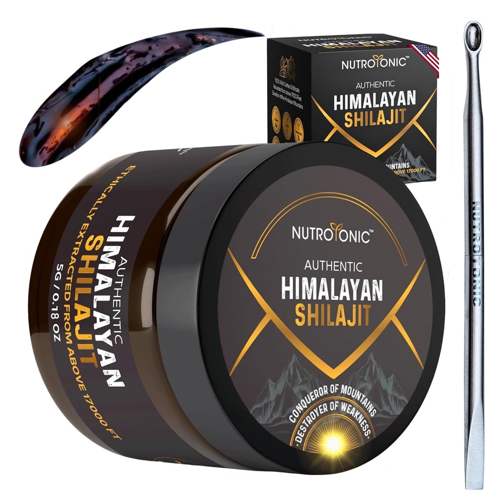 NutroTonic® Authentic Himalayan Shilajit Resin for Men & Women - Χρυσός βαθμός 86% Fulvic Acid - Άγρια βιοτεχνία +17000 FT – 40x Nano φιλτραρισμένο & αποξηραμένο ήλιο - 3ο μέρος εργαστήριο δοκιμαστεί - 5g Jar