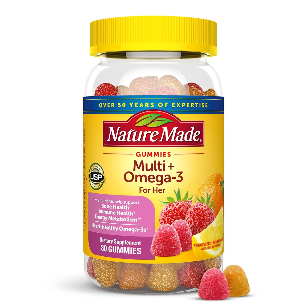 Nature Made Women Gummy Multivitamins with Omega-3, Multivitamin for Women for Daily Nutritional Support, 80 Gummies, 40 Day Supply
