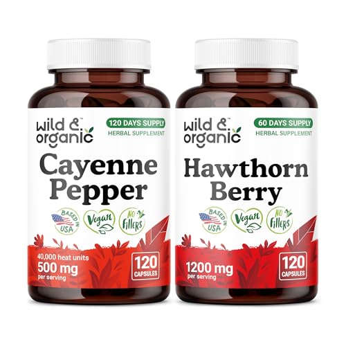 Wild & Organic Cayenne Pepper 120 Capsules & Hawthorn Berry 120 Capsules