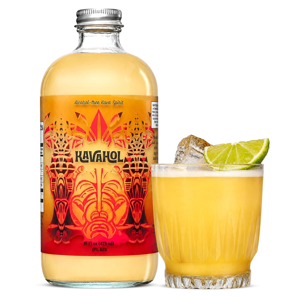 Kava Drink, Non-Alcoholic Kava Spirit Fiery Ginger, 0.0% ABV, Noble Kava Extract 250mg Per Serving (10 Servings, 16 fl oz)