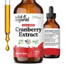 Wild & Organic Cranberry Concentrate Liquid Drops - Urinary Tract Support with Cranberry Supplement for Women & Men - 500 mg Extract per Serving - Vegan, Sugar & Alcohol-Free - 4 fl oz