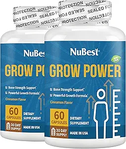 NuBest Grow Power - Συμπλήρωμα ασβεστίου - Συμπλήρωμα μαγνησίου με βιταμίνη D3, B6, ψευδάργυρος, φώσφορος και πολυβιταμίνη για ισχυρά οστά, συνολική υγεία για την ηλικία 10+ 