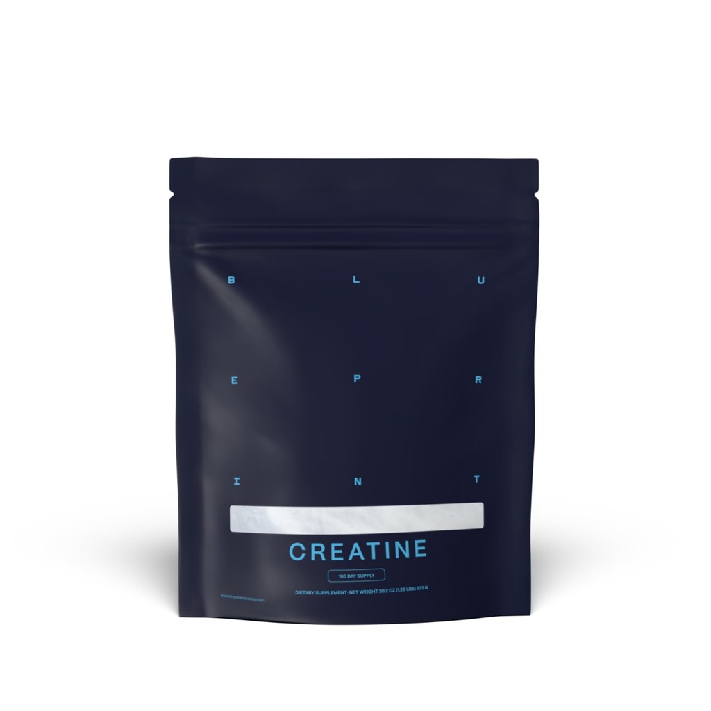 Blueprint Bryan Johnson Creatine Monohydrate Powder – Amino Acid Powder - Συμπλήρωμα Υποστηρίζει την ανάπτυξη των μυών, την αποκατάσταση, τη δύναμη και την εστίαση – Unlavored Creatine για γυναίκες & άνδρες – 5g Dose – 100 Servings