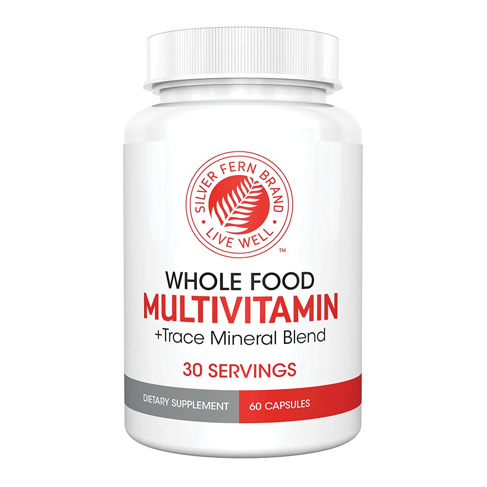 Silver Fern Whole Food Daily Multi Vitamin w/Trace Mineral Blend Supplement - 1 Μπουκάλι - 60 Vegicaps - 30 Ημέρα προσφοράς - Φυσικό, μη ΓΤΟ, Vegan, Ανδρική & Γυναικεία Πολυβιταμίνη - Μηδέν Συνθετικά