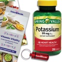 Spring Valley Potassium Heart Health Dietary Supplement Caplets 99 mg 250 Ct Plus Vitamin Vitality & Pill Container (3 Items)!