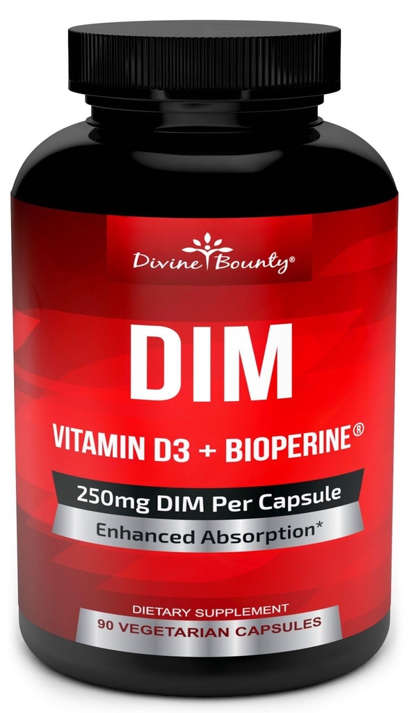 Συμπλήρωμα DIM 250mg με Βιταμίνη D3 Plus BioPerine - Diindolylmethane Εμμηνόπαυση & Οιστρογόνου Υποστήριξη, Ορμονική Ισορροπία Υποστήριξη για γυναίκες και άνδρες - 90 Χορτοφαγικά Καπάκια