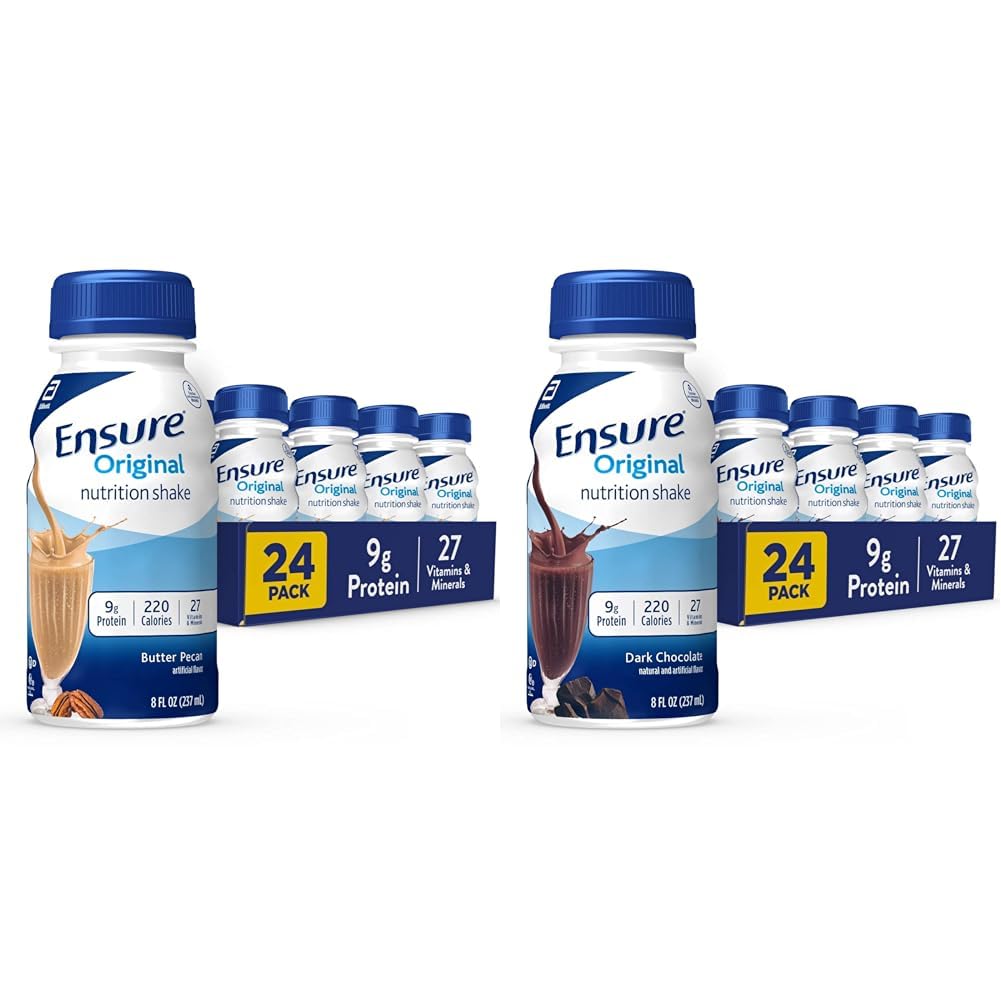 Ensure Original Butter Pecan & Dark Chocolate Nutrition Shakes | Meal Replacement | 24 Pack Bundle