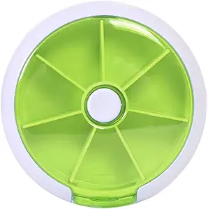 Pill Organizer Weekly, INVODA Pill Υπόθεση 7 Ημέρα 3 φορές Medicine Pill Dispenser, Push Button Rotate Pill Planner με 7 διαμερίσματα (1, πράσινο)