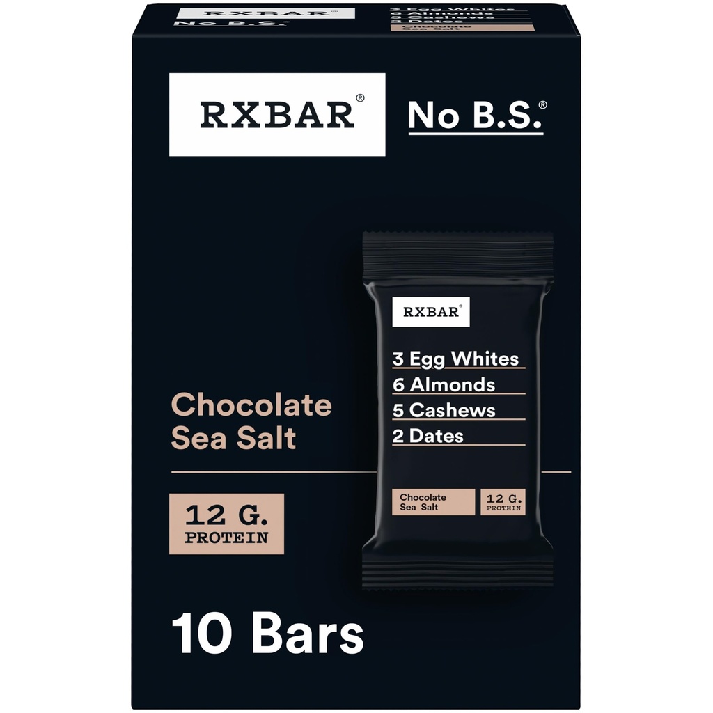 RXBAR Protein Bars, Protein Snack, Snack Bars, Chocolate Sea Salt, 18.3oz Box (10 Count) (Pack of 6)