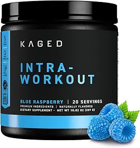 Kaged Intra-Workout Powder In-Kaged BCAAs, L-Citrulline & Beta-Alanine for Endurance 124mg Organic PurCaf Caffeine Coconut Water Powder 20 Servings Blue Raspberry