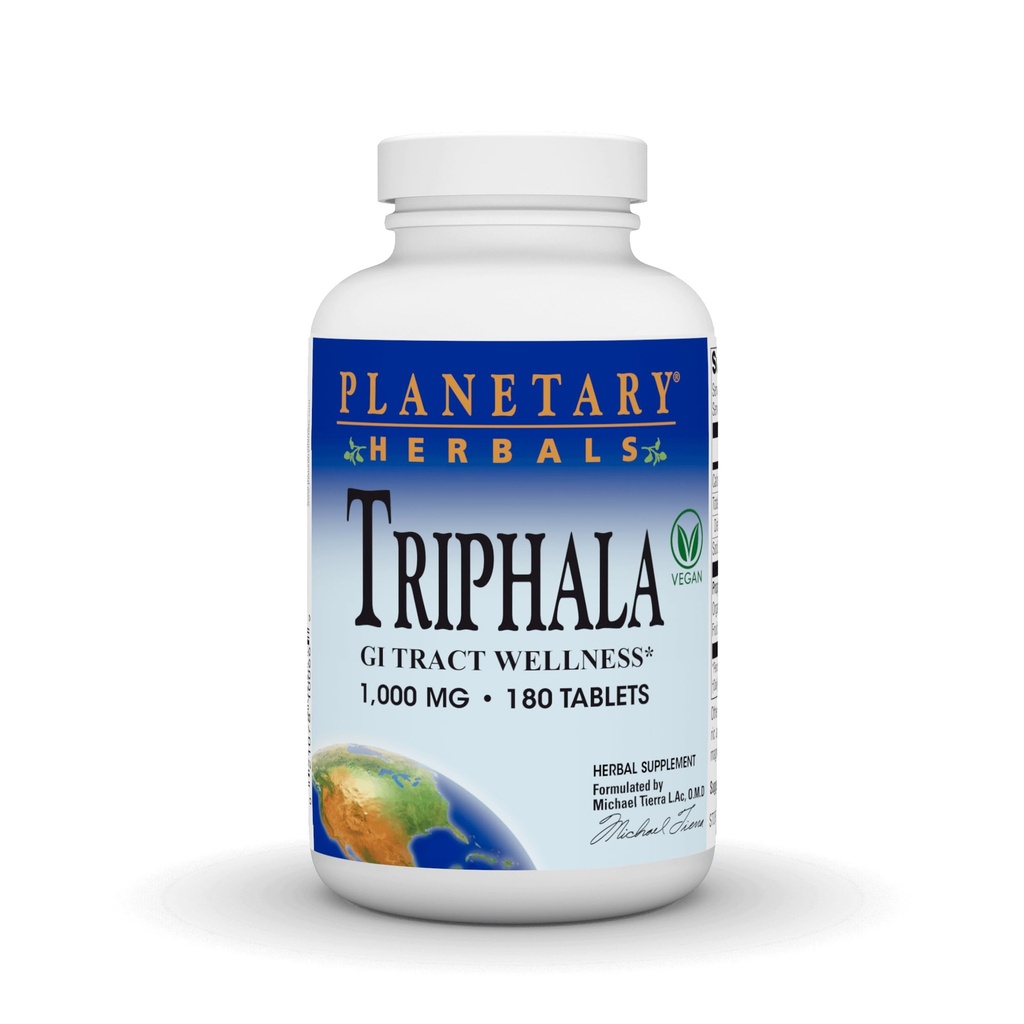 Planetary Herbals Triphala Internal Cleanser 1000mg for GI Tract Wellness - 180 Tablets | Support for GI Tract Wellness