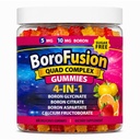 Boron Supplements 4X Quad Boron Glycinate Citrate Aspartate and Fructoborate - BoroFusion Mixed Strawberry, Lemon and Orange Flavors Sugar Free Vegan 60 Gummies