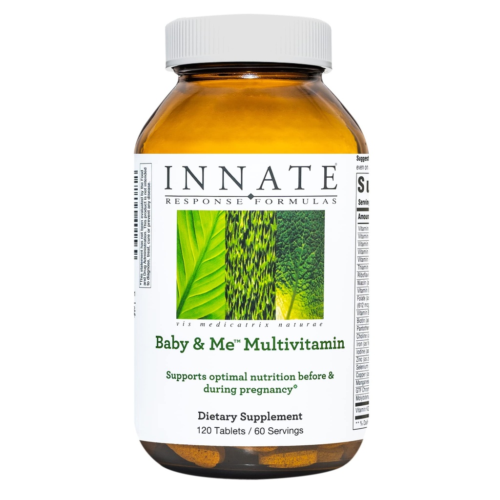 Innational Response Formulas Baby & Me Multivitamin - Προγεννητική και μεταγεννητική Βιταμίνη με Φολικό, Χολίνη και Βιταμίνες Β12 και D3 - Χορτοφαγική, Μη ΓΤΟ και Χωρίς Γλουτένη - 60 Tablets (30 Servings)