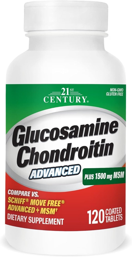 21st Century Glucosamine Chondroitin Advanced, Plus 1500mg MSM, 120 Coated Tablets