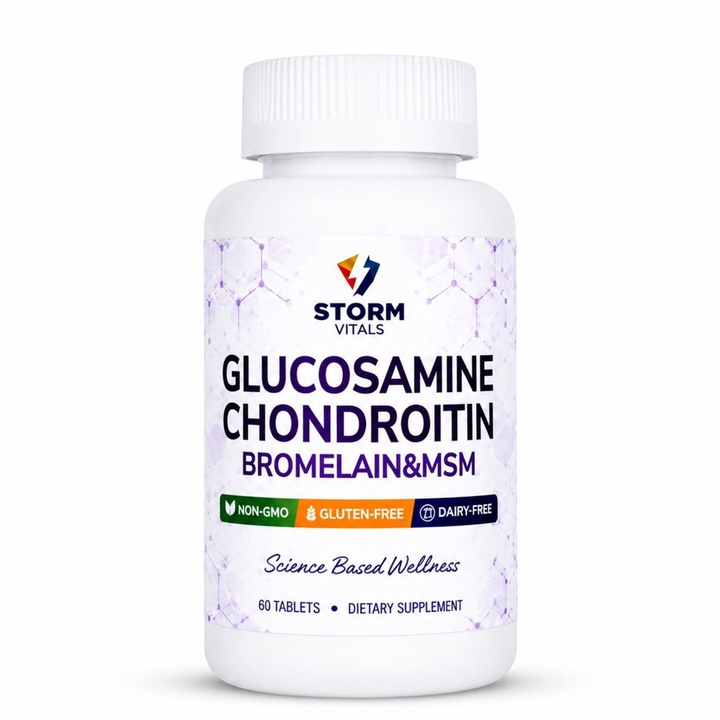 Glucosamine Chondroitin with MSM, Bromelain, Boswellia, Collagen, Hyaluronic Acid, Selenium & Vitamin D – Dietary Supplement – 60 Tablets (60 Count (Pack of 1))