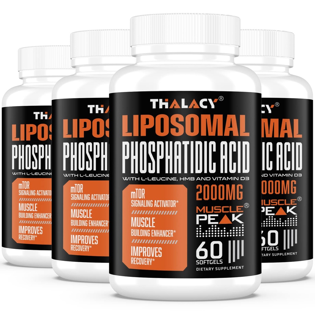 2000mg Liposomal Phosphatidic Acid Muscle Builder (PA), High Absorption Muscle Building Supplements for Men & Women | Muscle Gainer, mTOR Protein Synthesis & Lean Muscle, Strength, 4 Pack
