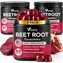 VitaUp Beet Root Gummies – Beetroot Gummies with CoQ10, Grape Seed, Vitamin C, B12 & B3 – Nitric Oxide Gummies for Circulation, Energy & Immune Support – 60 Beets Chews – Pack of 3