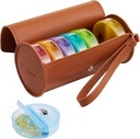 FGcase Weekly Pill Organizer 2 φορές μια ημέρα μεγάλη 7 ημέρα κουτί χάπια Rainbow με καφέ PU Δερμάτινη περίπτωση Φορητή θήκη Travel Φαρμακευτικό δοχείο AM PM κουτί χάπια για βιταμίνες, ιχθυέλαια, ιατρική, συμπληρώματα