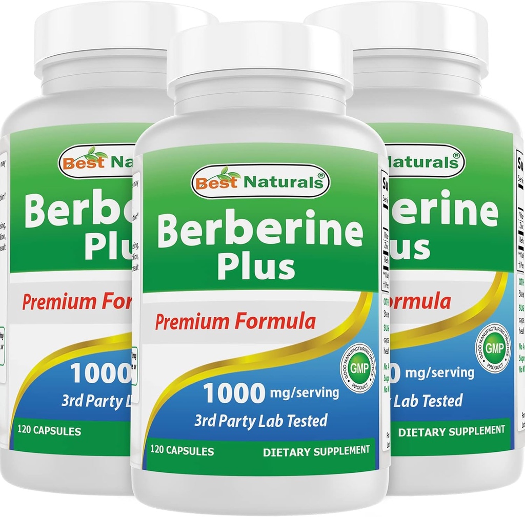 Best Naturals Berberine Plus 1000 mg/Serving 120 Κάψουλες (120 Count (Pack of 3))