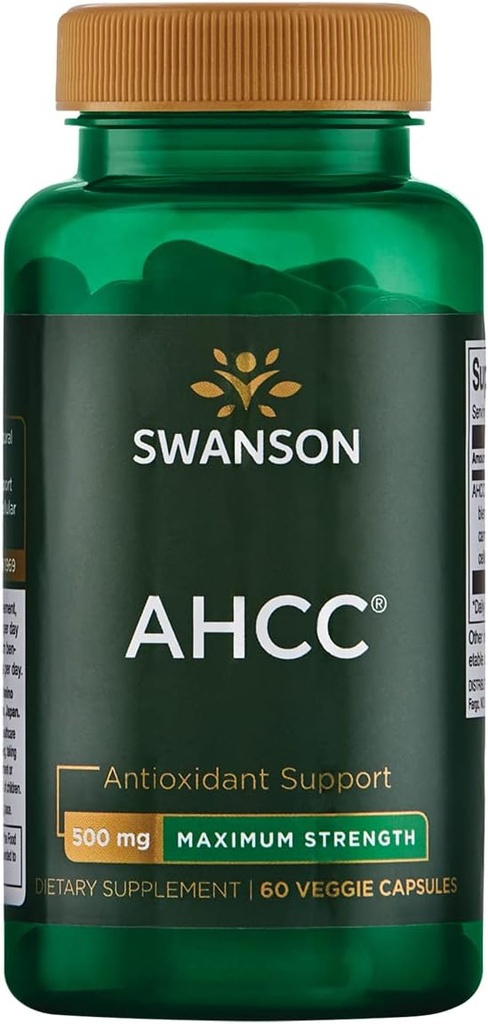 Swanson Μέγιστη Δύναμη AHCC - Προώθηση Προηγμένης Ανοσολογικής Υποστήριξης - Φυσικό συμπλήρωμα Βοηθώντας τα κύτταρα NK & Συκώτι Υποστήριξης - (60 κάψουλες λαχανικών, 500mg έκαστο)