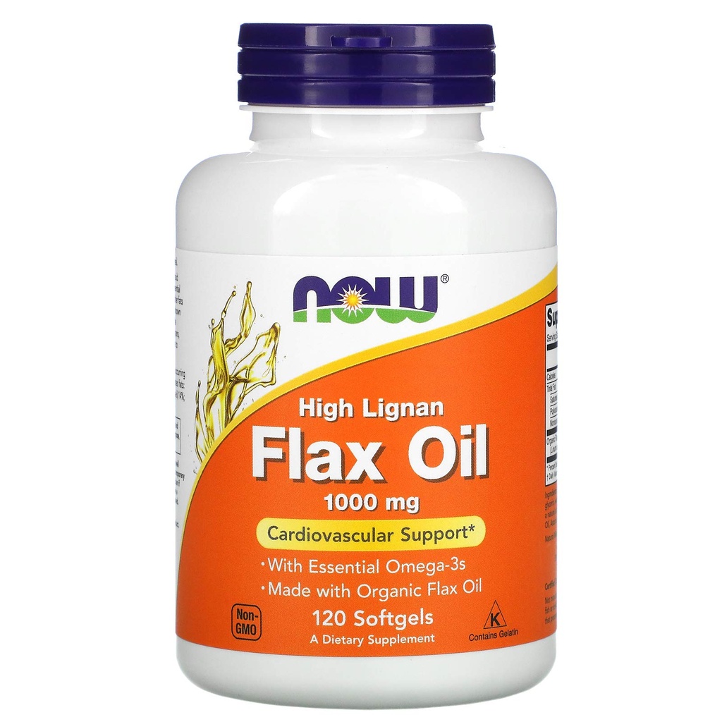 NOW Supplements, Flax Oil 1000 mg made with Organic Flax Oil, High Lignan, 120 Softgels