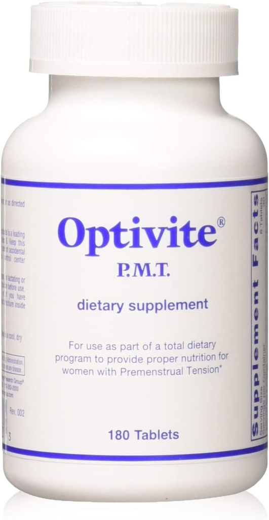 Optimox Optivite PMT Supplement - PMS Support Supplement for Women, Hormonal Balance, Womens Multivitamins, PMS Relief with Magnesium, Vitamin C and D3, Iron Tablets - 180 Count (Pack of 3)