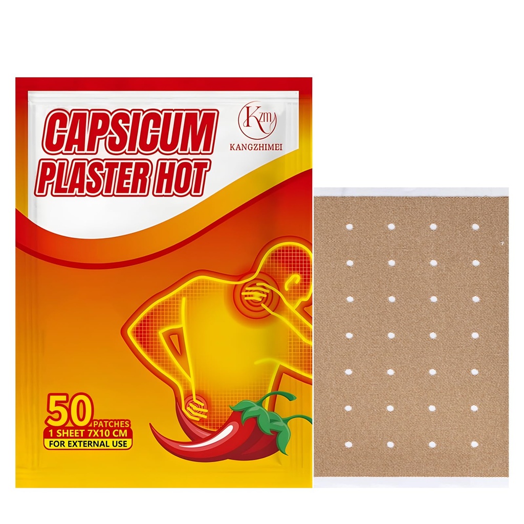 Capsaicin Patches -50 Count Hot Capsicum Patch - 3.94"x2.76" Capsaicin Hot Patch
