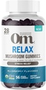 Om Mushroom Superfood Relax Gummies – 28 εξυπηρετήσεις – Blueberry Reishi & Ashwagandha Gummies για το άγχος ανακούφιση, χαλάρωση και υποστήριξη διάθεσης