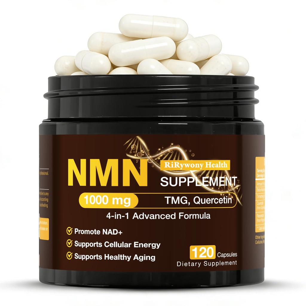 NMN Supplement 1000mg, NMNH Alternative Pure Organic Formula, NAD+ Support Infused Resveratrol, TMG & Quercetin Cellular Support 120 Capsules
