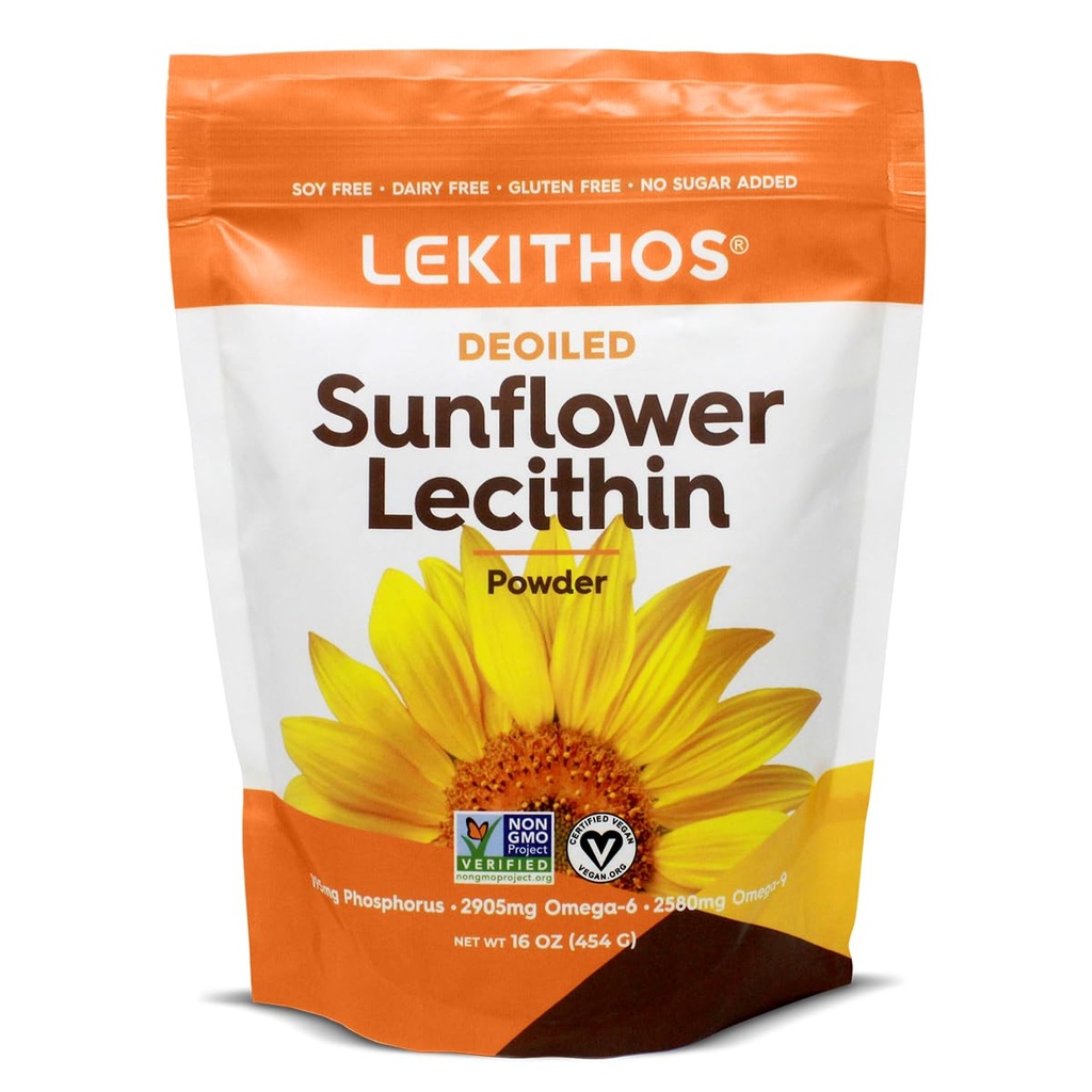 Deoiled Sunflower Lecithin Powder 16oz, Daily Lecithin Supplement for Cooking, Bakeing & Gummies,1760mg Phosphatidyl Choline Supplement - Μεγάλη για Clogged Ducts Γάλα! 65 Σερβιέτες, Μη ΓΤΟ