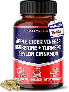 Apple Cider Vinegar Berberine Ceylon Cinnamon Turmeric All-in-1 συμπλήρωμα για Optimal Digestion, Ανοσία & Weight Management *USA Made & Tested* (150 Count (Pack of 1))