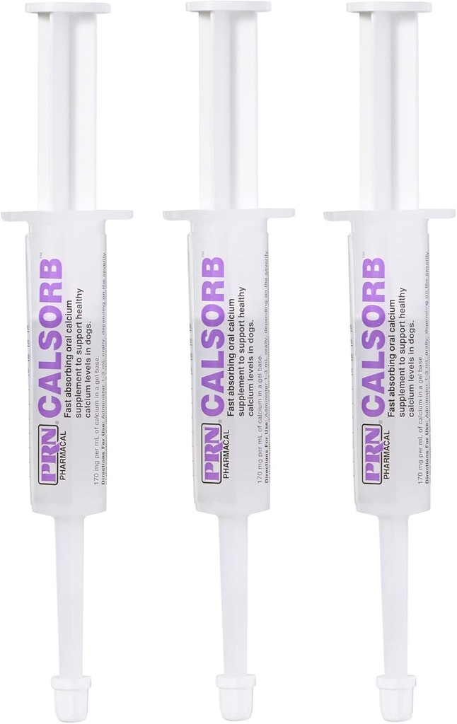 PRN Pharmacical Calsorb - Συμπλήρωμα διατροφής ασβεστίου για να βοηθήσει στη διατήρηση υγιή επίπεδα ασβεστίου σε σκύλους - Gel-based συμπλήρωμα διατροφής σκύλου σε ένα εύκολο στη χρήση Σύριγγος - 12 mL σύριγγα (3 συσκευασίες)