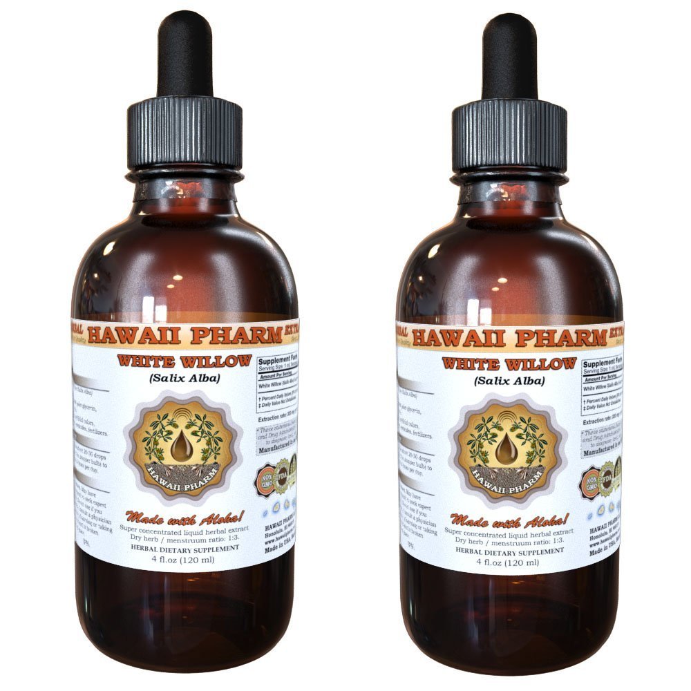 Hawaii Pharm White Willow Liquid Extract, Professional Grade, Small Batch Crafted White Willow (Salix Alba) Dried Bark Tincture, Herbal Supplement, 2x2 fl.oz