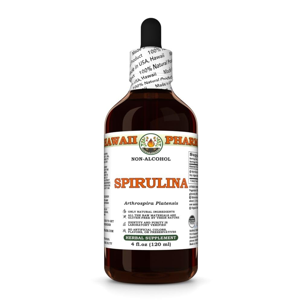 Hawaii Pharm Spirulina Alcohol-Free Extract, Glycerite for Lipid Balance, Promotes Vitality, Supports Immune Function, Provides Antioxidant Protection - 4 fl.oz