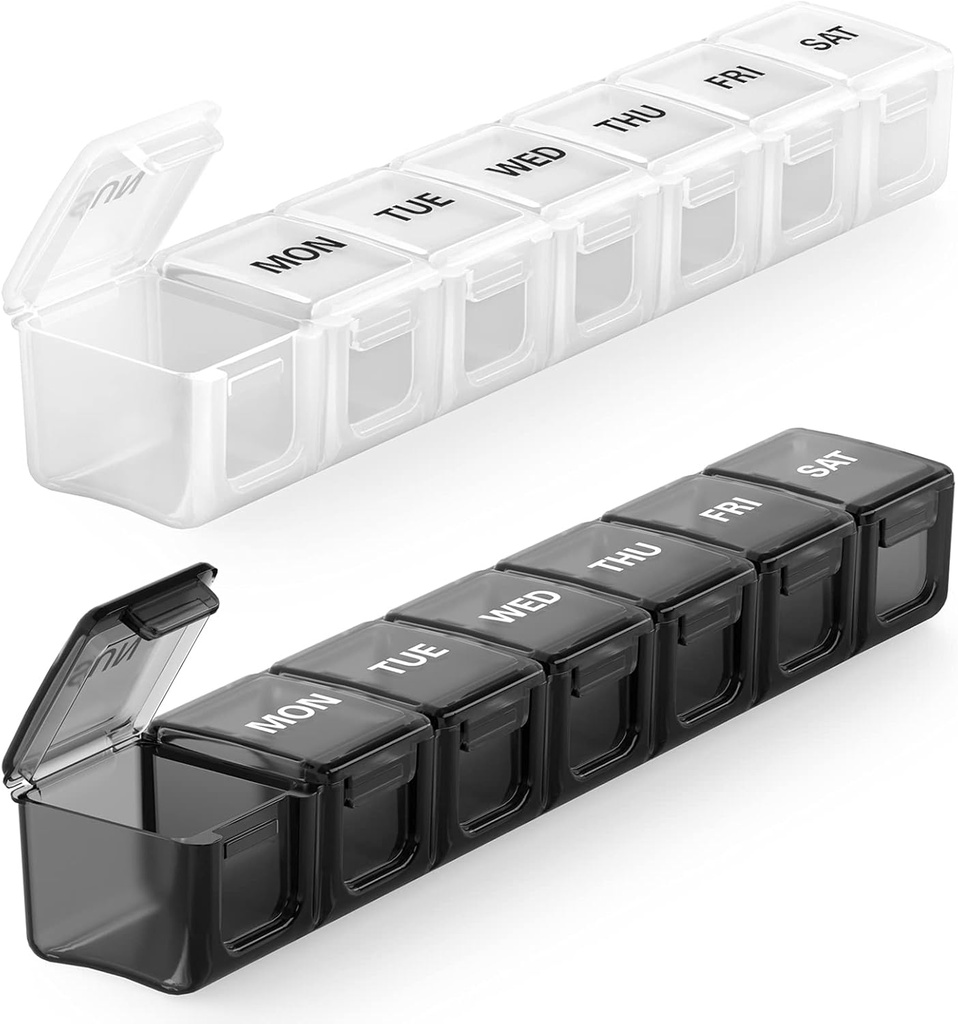 Sukuos Extra Large Weekly Pill Organizer 2 τεμ, Daily Pill Box 7 Day Pill Cases για φάρμακα, βιταμίνη, ιχθυέλαια ή συμπληρώματα, εύκολο να καθαριστεί