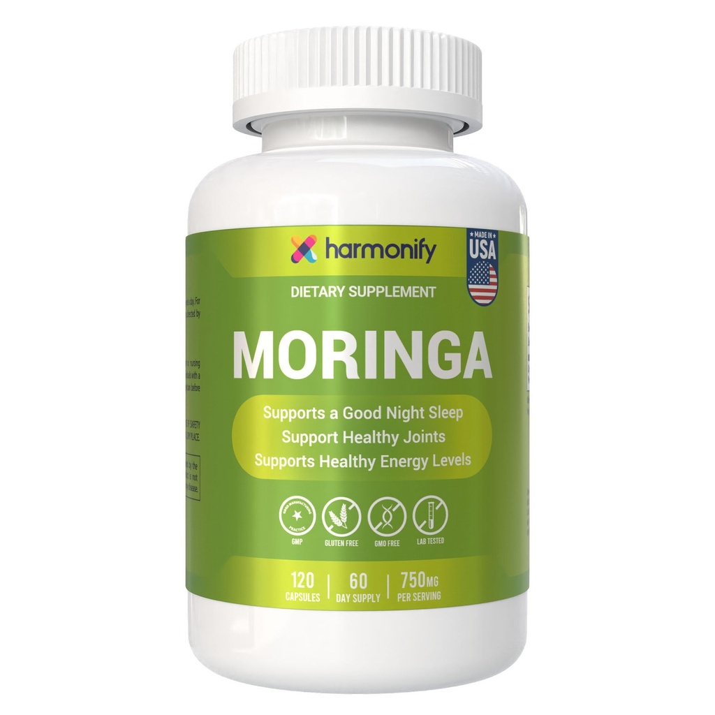 Moringa Capsules - Pure Moringa Powder Supports, Joint Comfort & Healthy Energy Levels 120 Capsules - Made in USA, Gluten Free Supplement, GMO Free