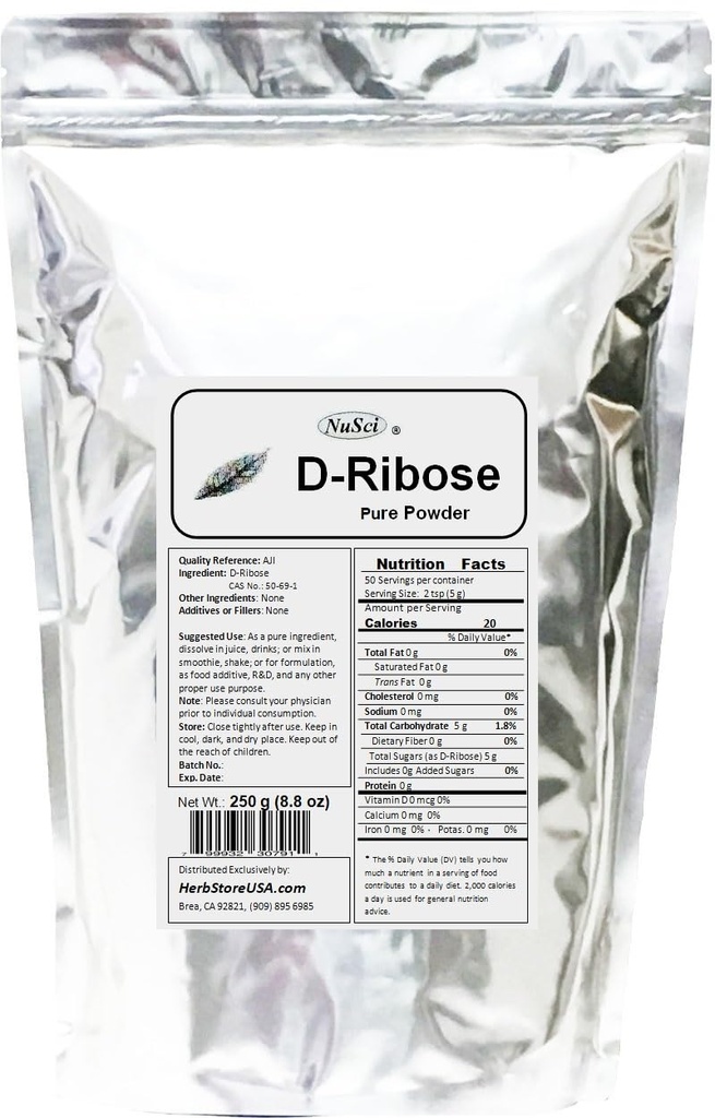 D-Ribose Pure Powder AJI92 Quality Standard (250 Grams (8.8 oz))