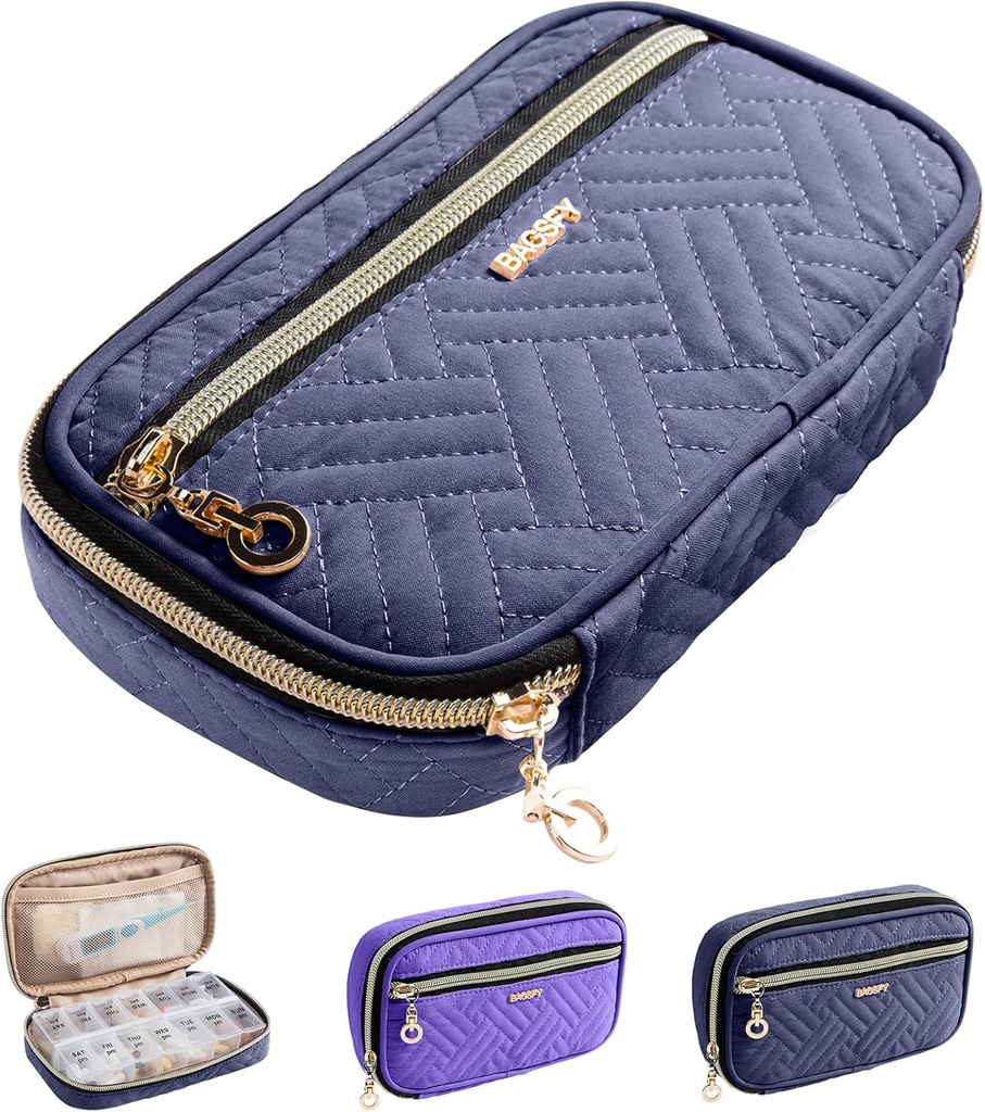 BAGSFY Pill Organizer Case 2 Times a Day- Weekly Medicine Organizer Travel Pill Box with Removable 7 Day Medicine Case Container for Fish Oil, Vitamin, Συμπλήρωμα