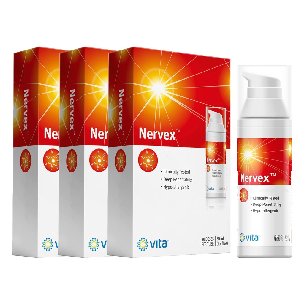 Vita Sciences Nervex Maximum Neuropathy Support, Scientifically Developed for Effective Natural Fast Cream for Feet, Hands, Legs, Toes - Pack of 3
