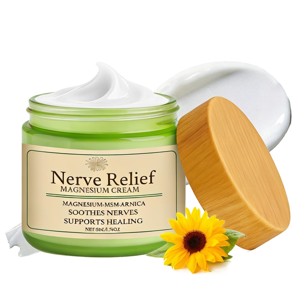 Nerve Relief Magnesium Cream with MSM & Arnica, Soothes Nerves & Daily Soothing Support, 50g/1.76oz