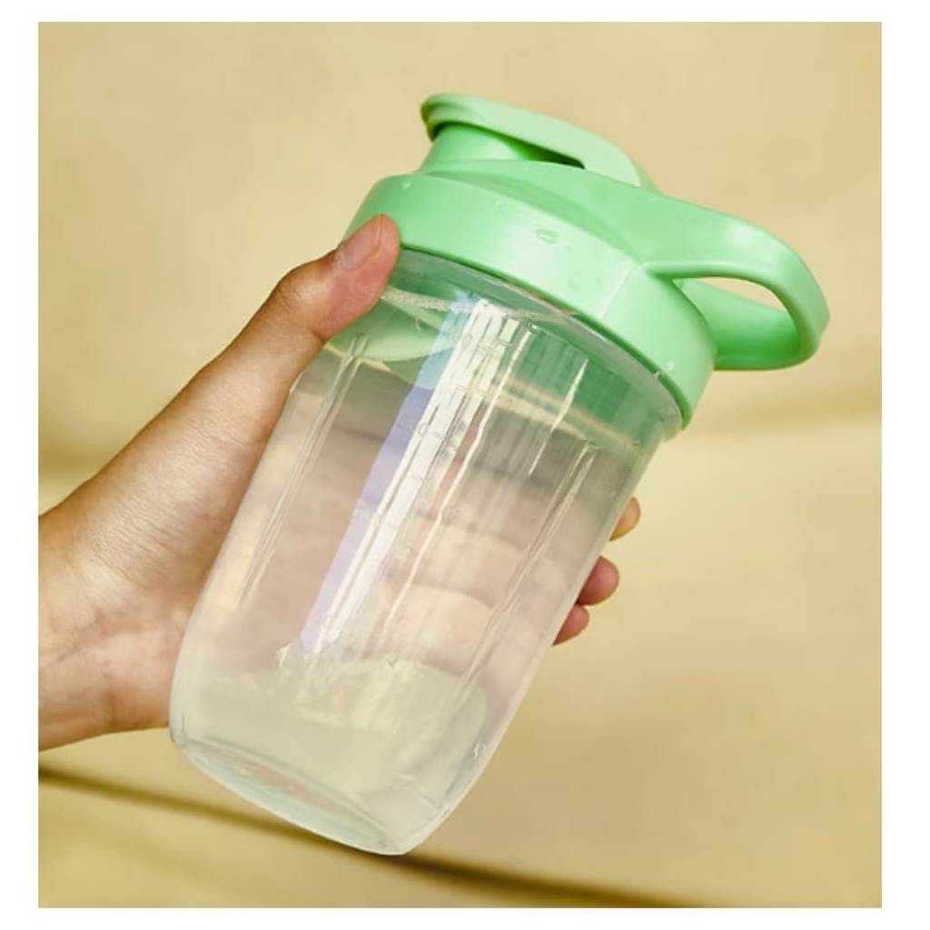 CHNLML Protein Shaker Bottle 400ML/16Oz w. Shaker Ball for Protein Shake, Shaker Bottle with Mixing Ball, Leak-Proof, BPA-Free, for Gym, Workout, Juice Mixer (Green/Clear, 16Oz-400ML-1Bottle)