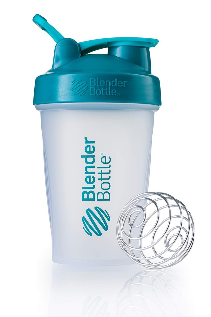 BlenderBottle Classic Loop Top Shaker Bottle, 20-Ounce (Clear| Teal lid)