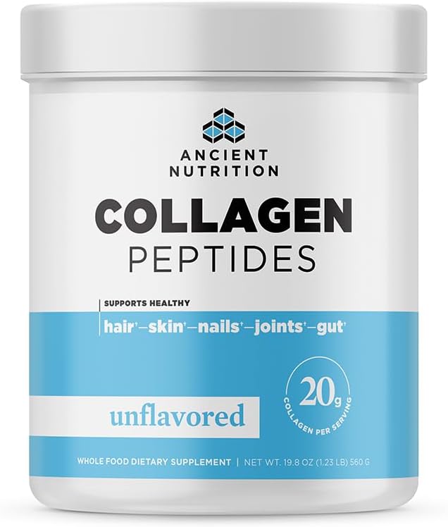 Αρχαία διατροφή Κολλαγόνο Πεπτίδες, Collagen Peptides σκόνη, Unflavored Hydrolyzed Collagen, Υποστηρίζει υγιή δέρμα, αρθρώσεις, Gut, Keto και Παλαιοφιλικές, 28 εξυπηρετήσεις, 20g Collagen ανά υπηρεσία