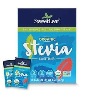 SweetLeaf Organic Stevia Powder Packets - Μηδενικό γλυκαντικό θερμίδων με εκχύλισμα φύλλων Stevia, χωρίς πρόσθετα τεχνητών γλυκαντικών, χωρίς ζάχαρη, φιλικό προς το Κέτο, μη GMO, χωρίς γλουτένη - 70 συσκευασίες (πακέτο του 1)