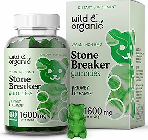Wild & Organic Chanca Piedra Stone Breaker Gummies 1600mg - Kidney Cleanse Detox & Gallbladder Support - Kidney Stones Dissolver w/Chanca Piedra Herb - 60 Vegan Gummies