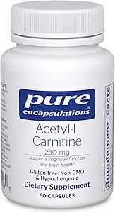 Καθαρές ενθυλακώσεις Acetyl-L-Carnitine 250 mg - Memory & Brain Supplement - Brain Support & Focus* - Χωρίς γλουτένη & χωρίς γλουτένη - 60 κάψουλες