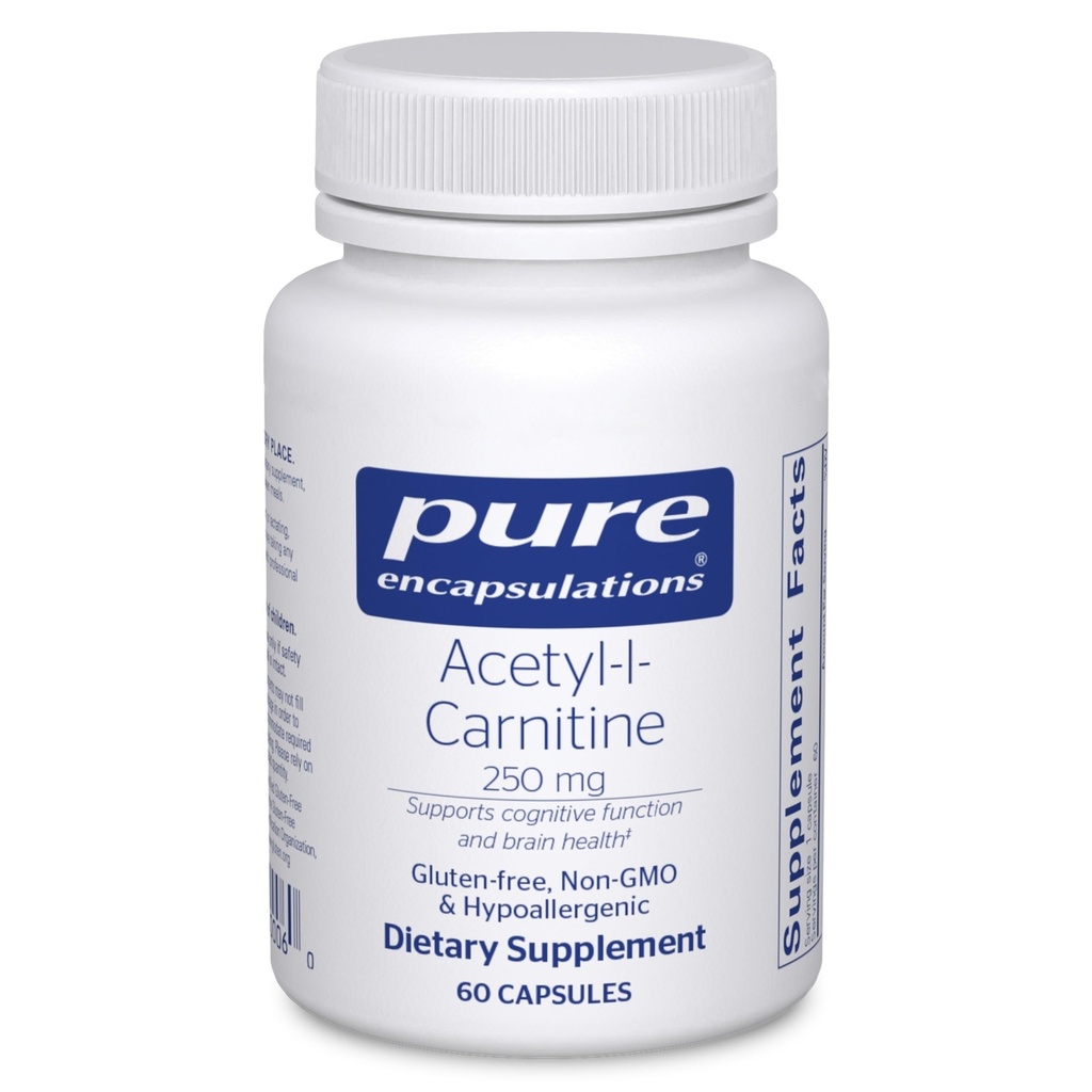 Καθαρές ενθυλακώσεις Acetyl-L-Carnitine 250 mg - Memory & Brain Supplement - Brain Support & Focus* - Χωρίς γλουτένη & χωρίς γλουτένη - 60 κάψουλες