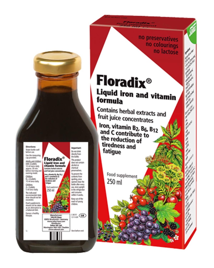 Floradix Floravital Liquid Iron and Vitamin Formula 8.5 fl.oz. - 250 ml. - Κατασκευασμένο στη Γερμανία (3 Pack)